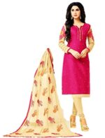 women grand look cotton dress material with grand embroidary worked dupatta