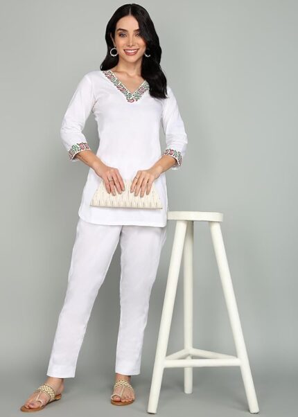 Women's Pure White Rayon Short Kurti | Trendy & Lightweight Ethnic Wear | Daily Casual Style